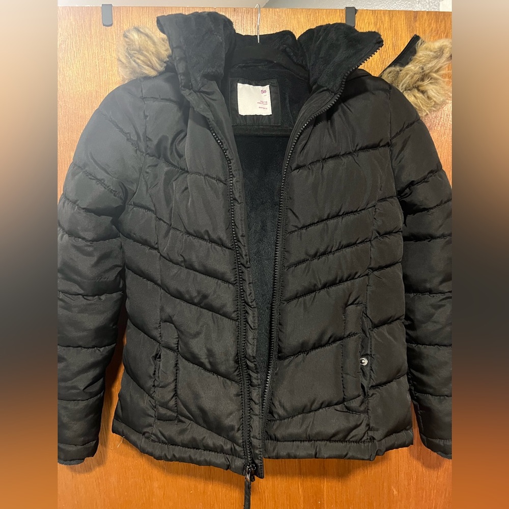Girls Black Coat Puffer Size 10/12